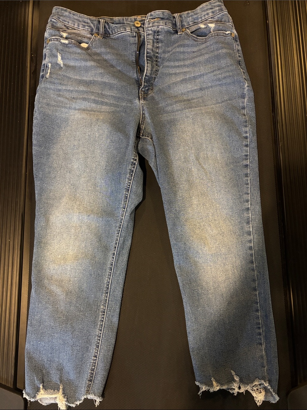 Women's Distressed Blue Denim Jeans - Casual Straight Fit